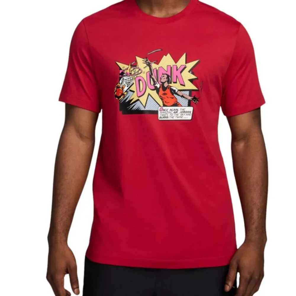 NWT Men's Jordan Brand Dunk Tee (Comic) Red FZ1939-687 (Size XXL)